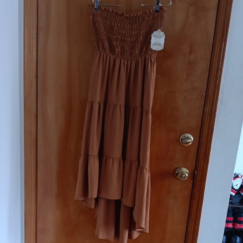 Altar'd State Chocolate Strapless Maxi Dress